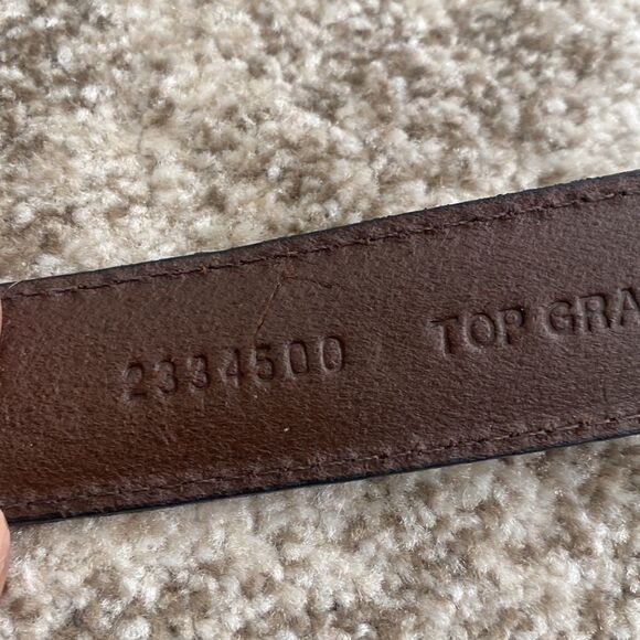 Top Grain Brown/black Leather Belt 44 - Picture 6 of 8